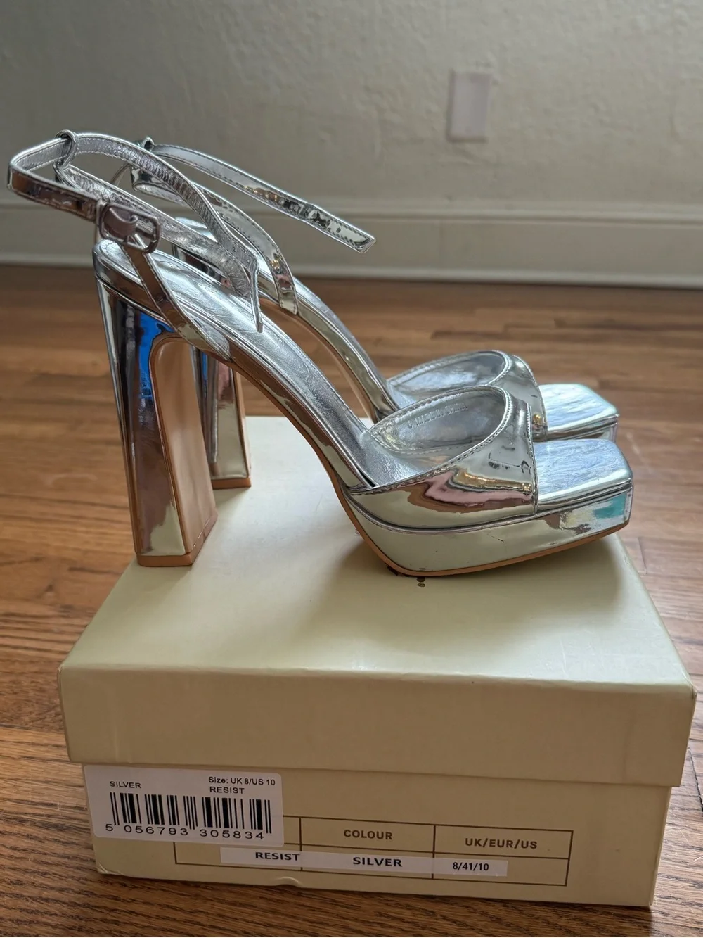 Silver Mirror Platform Heels